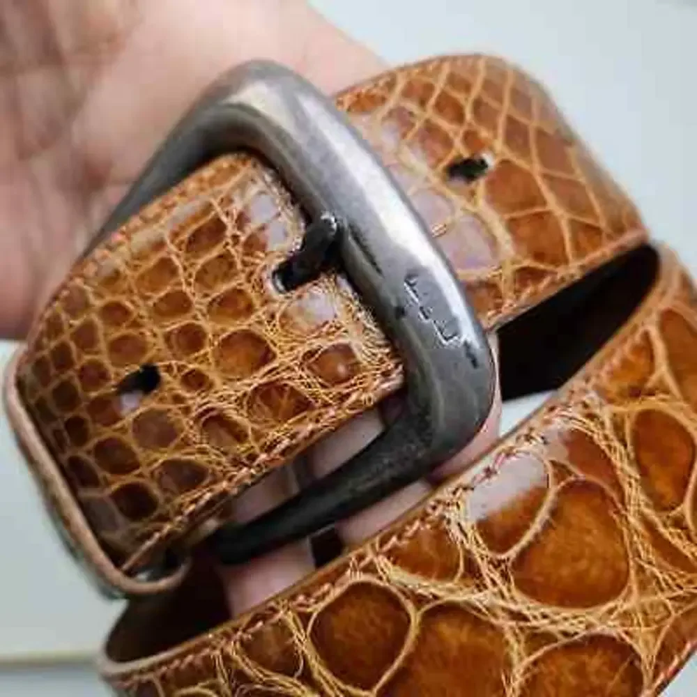 Vintage Ralph Lauren Alligator Leather & Sterling Silver‎ Belt 2268 Men 30 Brown